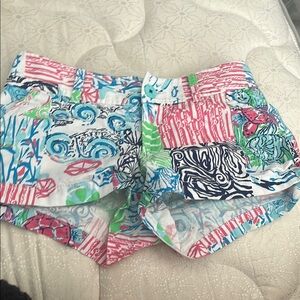 Lilly Pulitzer Pink and Blue Jean Shorts Vibrant Style